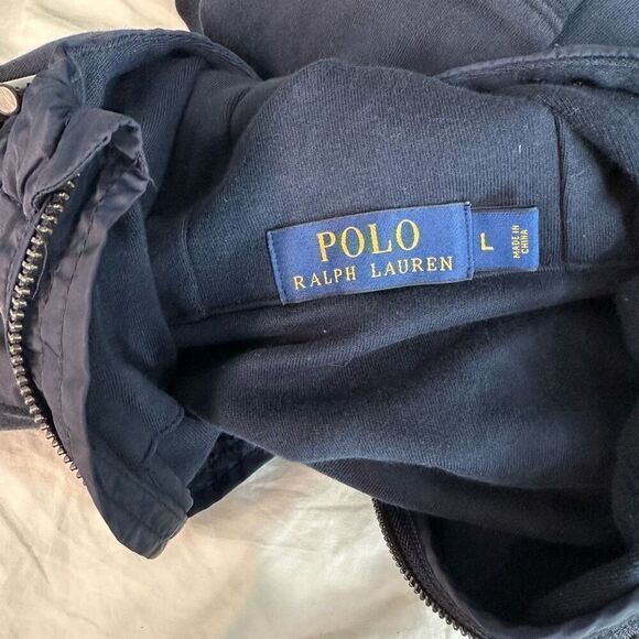 Polo Ralph Lauren Navy Mixed Media Full Zip Jacket Men’s Medium Modern Gropcore - Picture 4 of 9